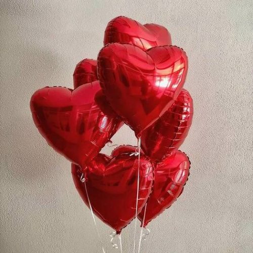 7 шаров сердце фольгированные