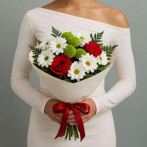Букет «Красно-белая гармония»